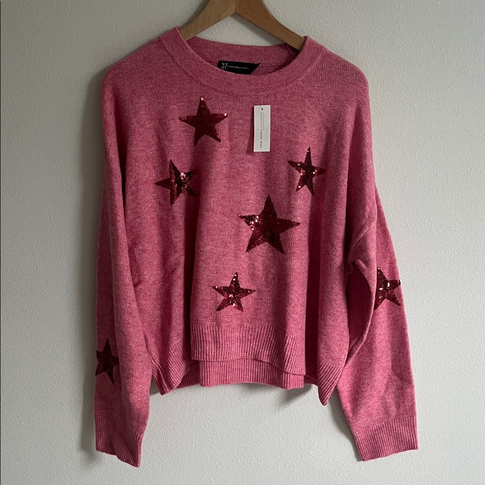 New York & Company Pink Star Sweater